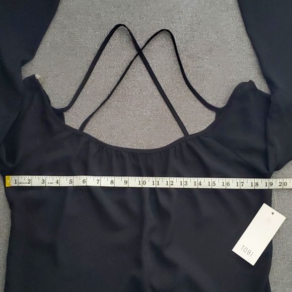 🆕️ TOBI Black Off-The-Shoulder Backless Sheer Blouse SIZE: M - Picture 7 of 11